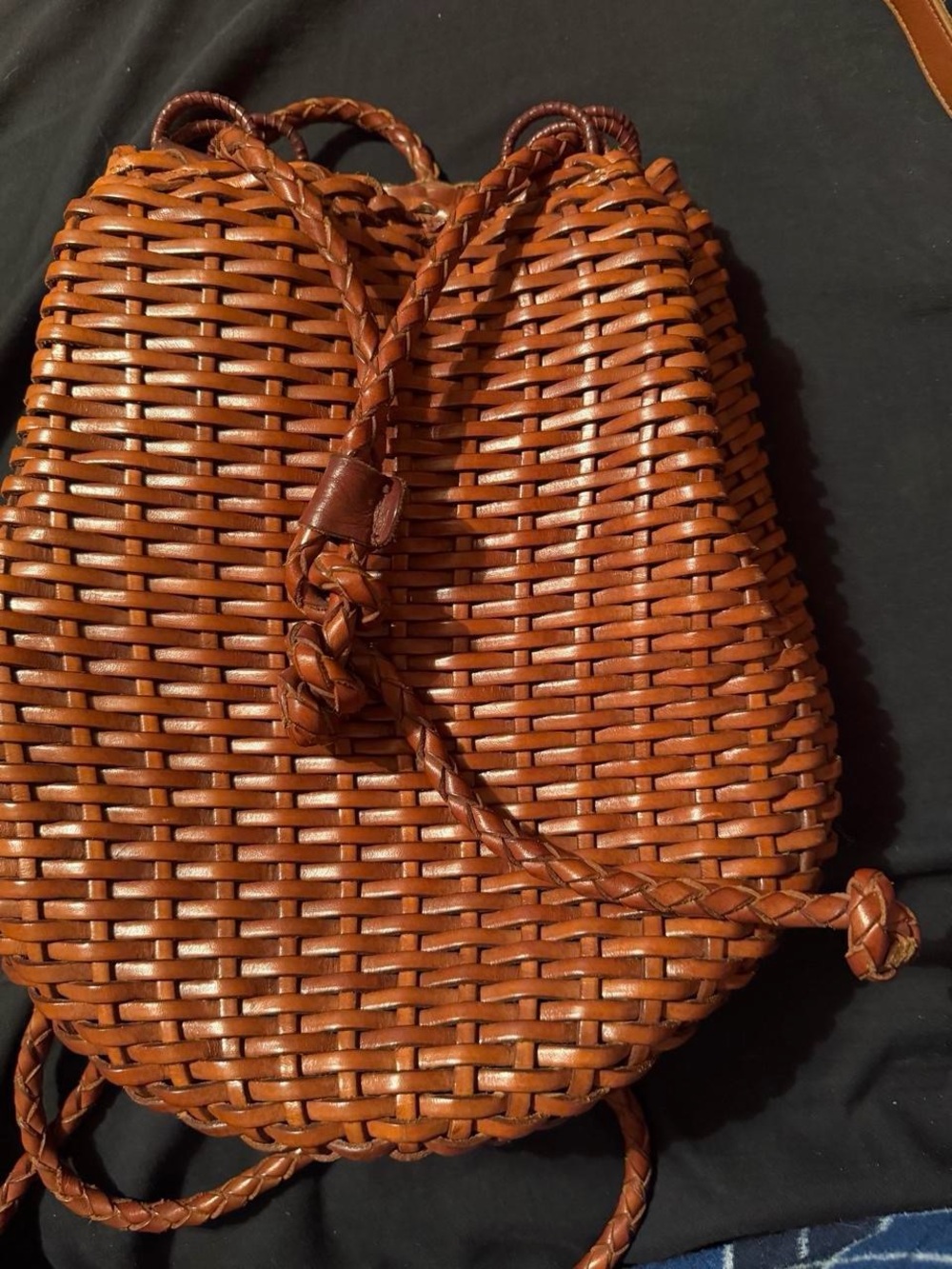 Vintage Italian Ellepi Woven Leather Bucket Bag, backpack adjustable purse - Picture 4 of 8
